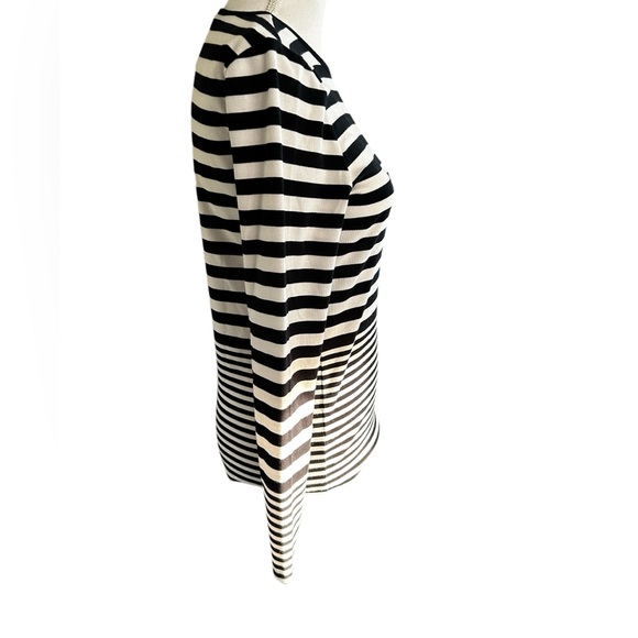 Lauren Ralph Lauren black & white striped long tee,cotton, size medium, … - Picture 4 of 11